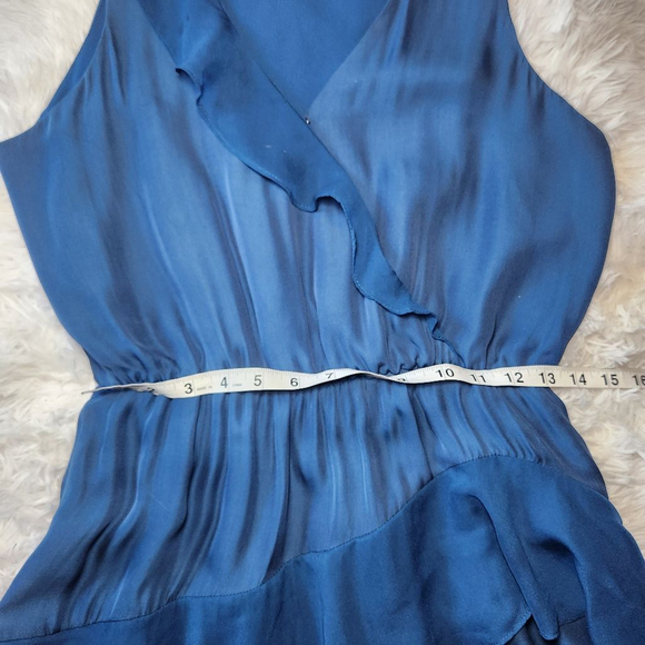 Parker Silk Blend V Neck Ruffle Mini Dress - Picture 6 of 13